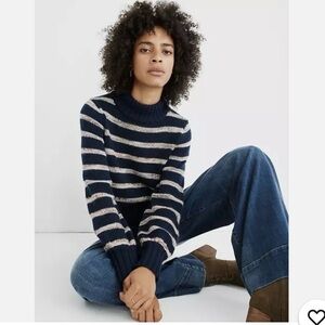 Madewell Striped Metcalf Mockneck Wool Blend Knit Sweater